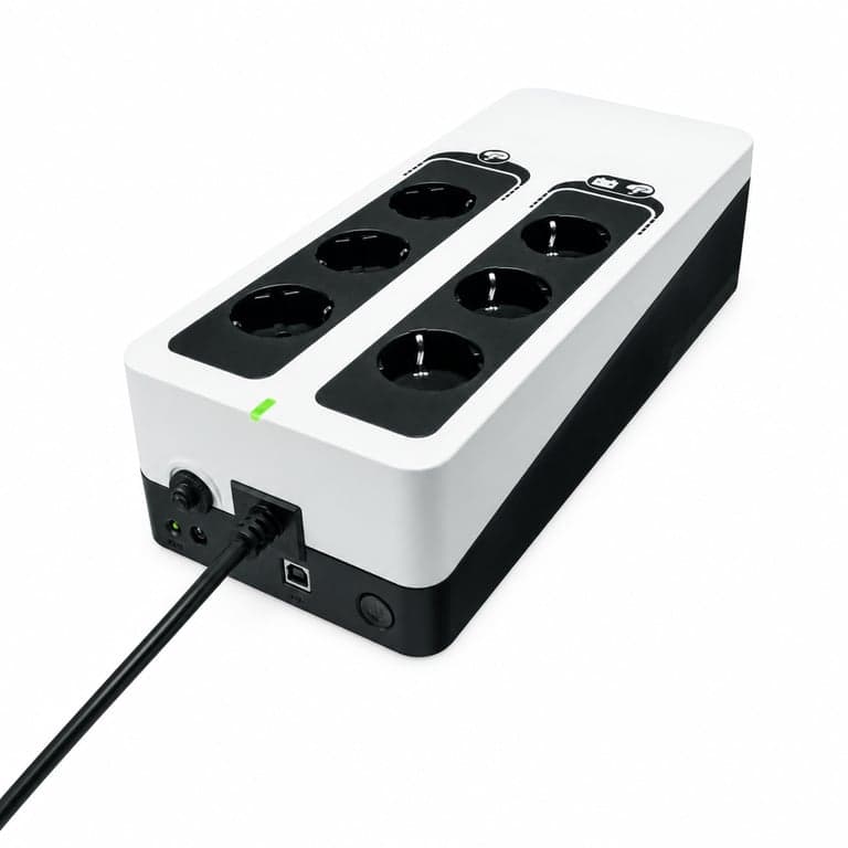 Eaton 3S 550 DIN Szünetmentes Tápegység (UPS) 550 VA, 6 DIN aljzat, USB, túlfeszültség-védelem, fekete-fehér — (állapot: lásd a 2. képet)