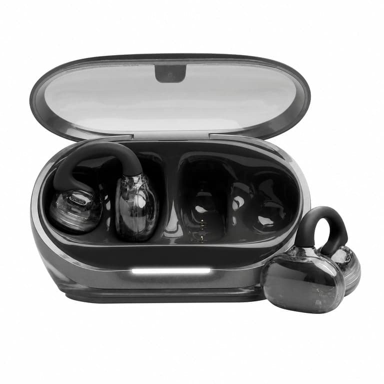 JBL Soundgear Clips nyitott fülhallgató Ghost Black színben - SonicArc dizájn, 32 — Az USB kábel nem tartozék (állapot: lásd a 2. képet)