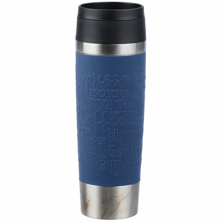 EMSA Travel Mug Classic termoszpohár 500 ml sötétkék, új komfort csavaros zárral, 360 fokos — használt (állapot: lásd a 2. képet)