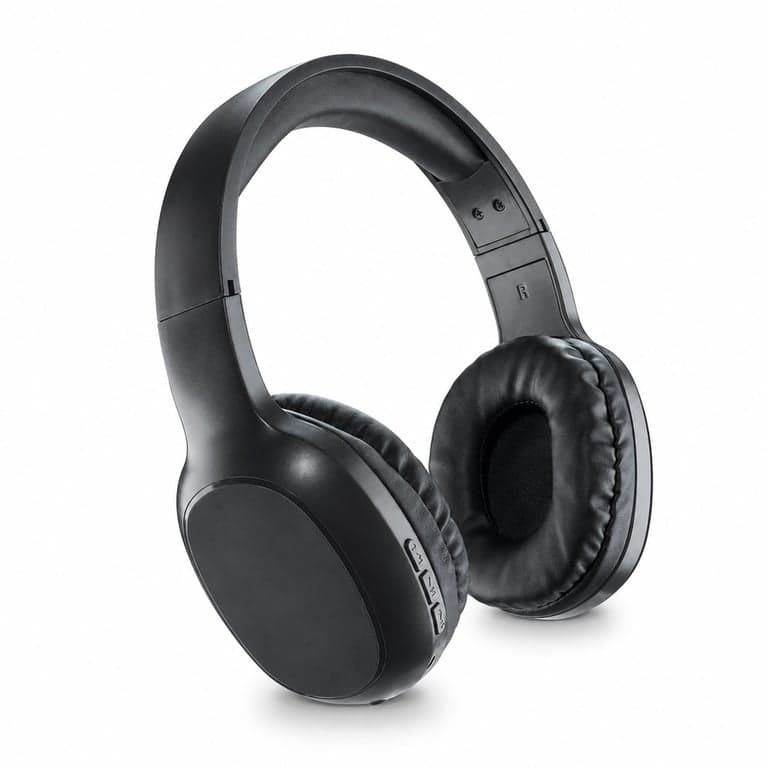 Music Sound Basic Bluetooth fejhallgató, fekete, összecsukható, 14 órás akkumulátor, AUX bemenet — Töltő kábel (állapot: lásd a 2. képet)