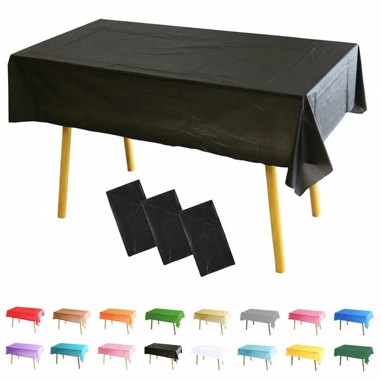 MOMAHUA Mosható Asztalterítő 6 db, Fekete PEVA Vízálló Terítő 137x274 cm, Újrahasználható Egyszínű Asztalnemű Partira, Születésnapra, Esküvő — 4 db-os szett
