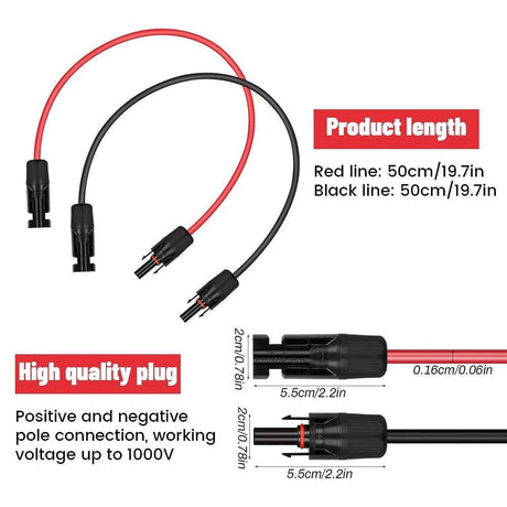 1 méteres, 6 mm² vízálló 10AWG hosszabbító kábel MC4 csatlakozóval napelem generátorokhoz - Újracsomagolt termék - Outlet24