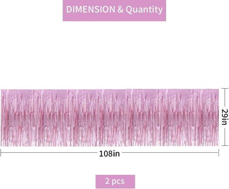 2 Csomag Rózsaszín Metálfólia Asztalszoknya, Szalagdíszítésű, Hotel Bálteremhez és Ünnepi Dekorációhoz - Outlet24