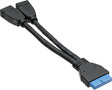 2 x USB 3.0 -19 Pines Adapterkábel, Fekete, 15 CM - Outlet24