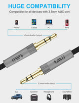 3,5mm Jack Male-Male Stereo Audio Aux Kábel Hi-Fi Autóhoz, Hangszóróhoz (1 M) - Outlet24