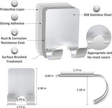 4 db Öntapadós Borotvatartó, Nemesacél, Vízálló - Ezüst színű - Outlet24