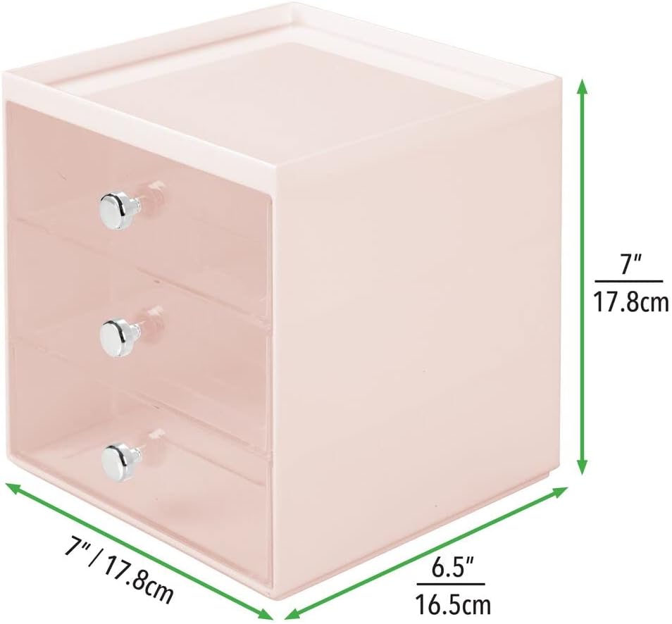 mDesign Átlátszó Szemüvegtároló Doboz 3 Fiókkal - Ezüst - Image 5