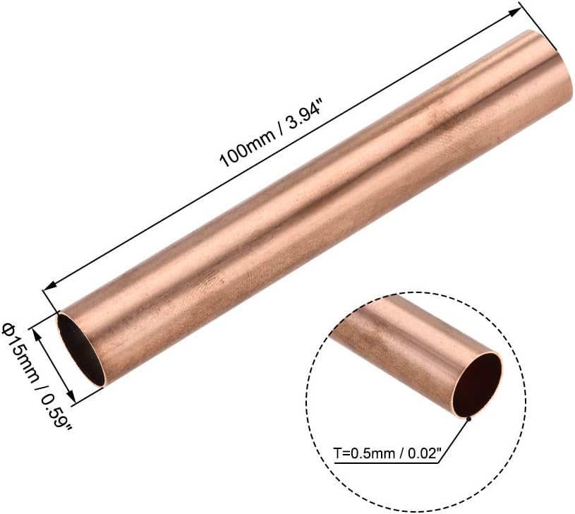 Sourcing Map 15mm-es réz cső, 0,5mm falvastagság, 100mm hosszú - Image 3