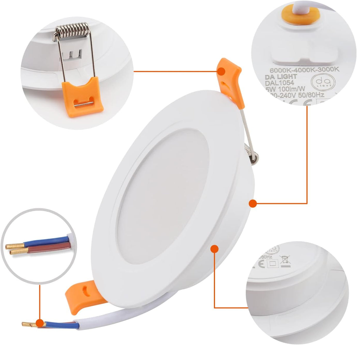 Lapos LED süllyesztett spotlámpa 5W, IP54, 3000/4000/6000K, fürdőszobába, nappaliba - Image 2