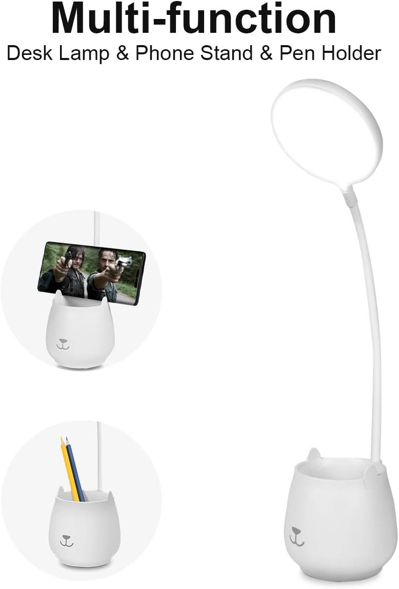 URAQT LED íróasztallámpa: érintős, tolltartós, USB-s, szemkímélő, állítható fényerő - Image 5