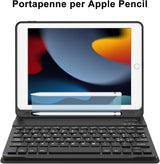 KVAGO iPad 10,2" olasz billentyűzetes tok - Bluetooth, mágneses, levehető, fekete - Image 8