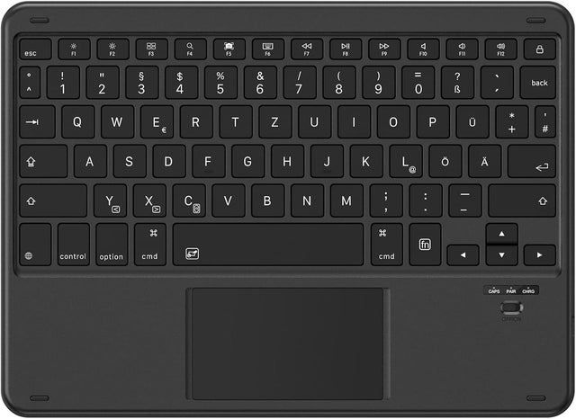 Emetok német QWERTZ Bluetooth billentyűzet trackpaddal iPadhez, fekete - Image 1