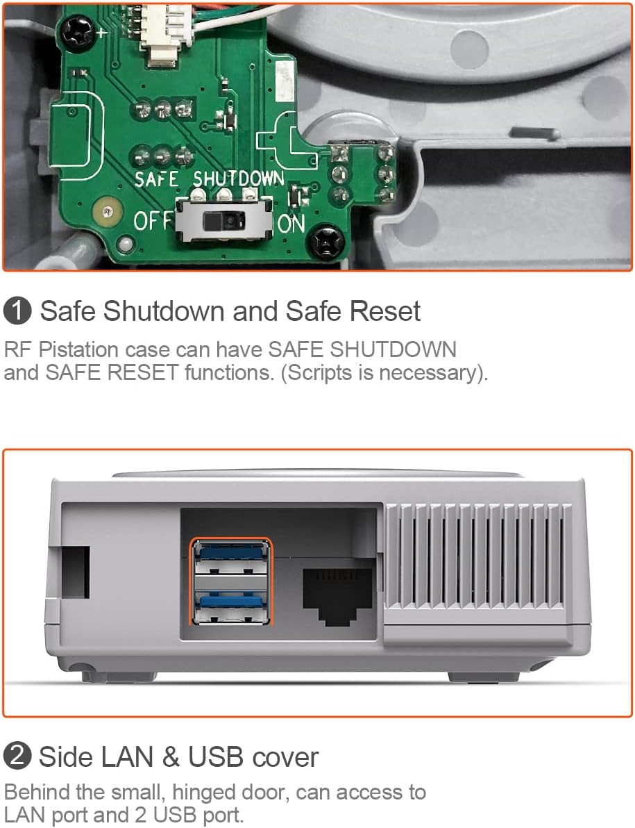 RetroFlag PiStation ház Raspberry Pi 4-hez - Biztonságos leállítás, ventilátor, hűtőborda, HDMI kábel - Image 6