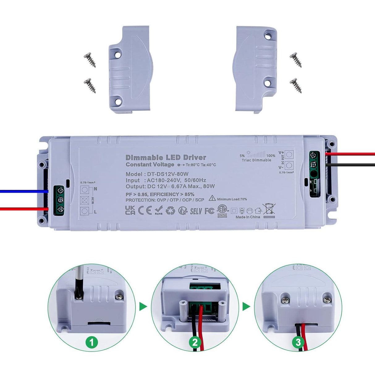 REYLAX LED Transzformátor 12V 80W Dimmelhető, Alacsony Feszültségű Tápegység - Outlet24