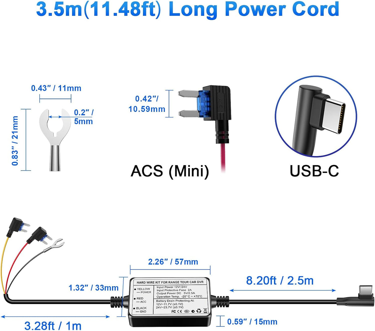 rangetour kábelkészlet parkoló módhoz - Range Tour USB-C hardwire kit 12V-24V - Image 3