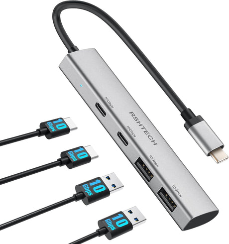 RSHTECH 10Gbps USB-C Hub: 4 portos, MacBook M2/M1 kompatibilis, ultravékony alumínium elosztó - Image 1