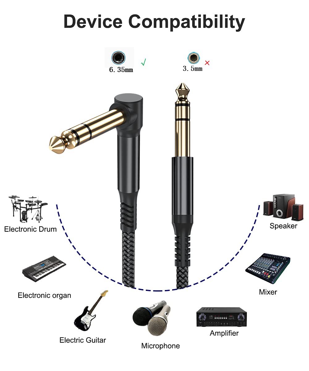 90 fokos gitárkábel szett, 2db 3m-es, 6.35mm TRS hangszerkábel - Image 3