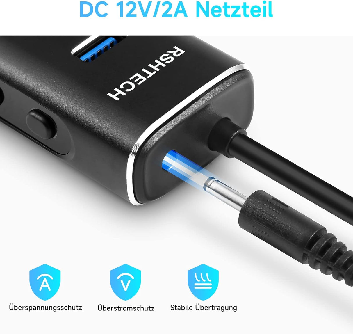 RSHTECH 8 portos USB 3.2 Hub SD/TF kártyaolvasóval, tápegységgel