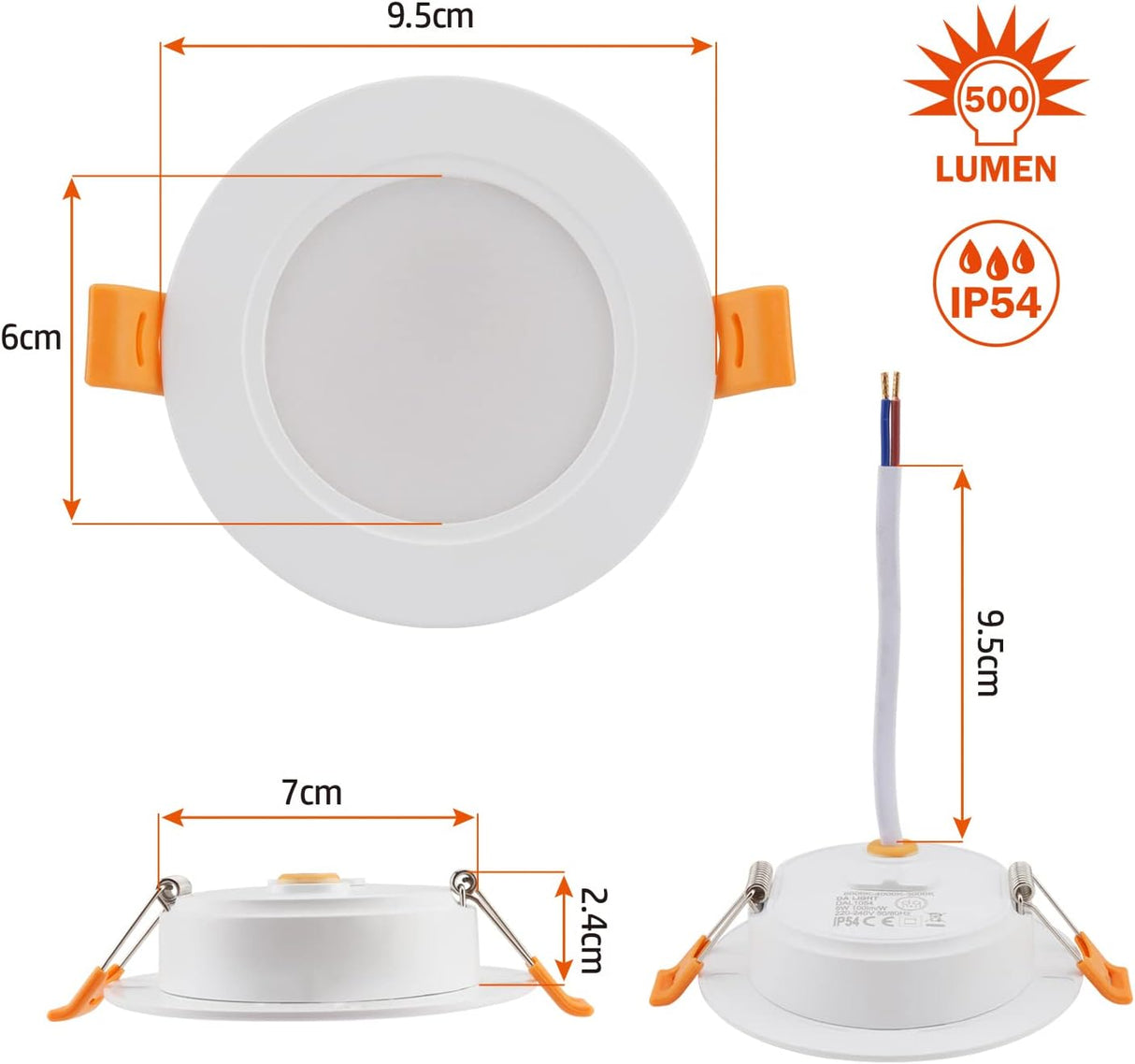 Lapos LED süllyesztett spotlámpa 5W, IP54, 3000/4000/6000K, fürdőszobába, nappaliba - Image 4