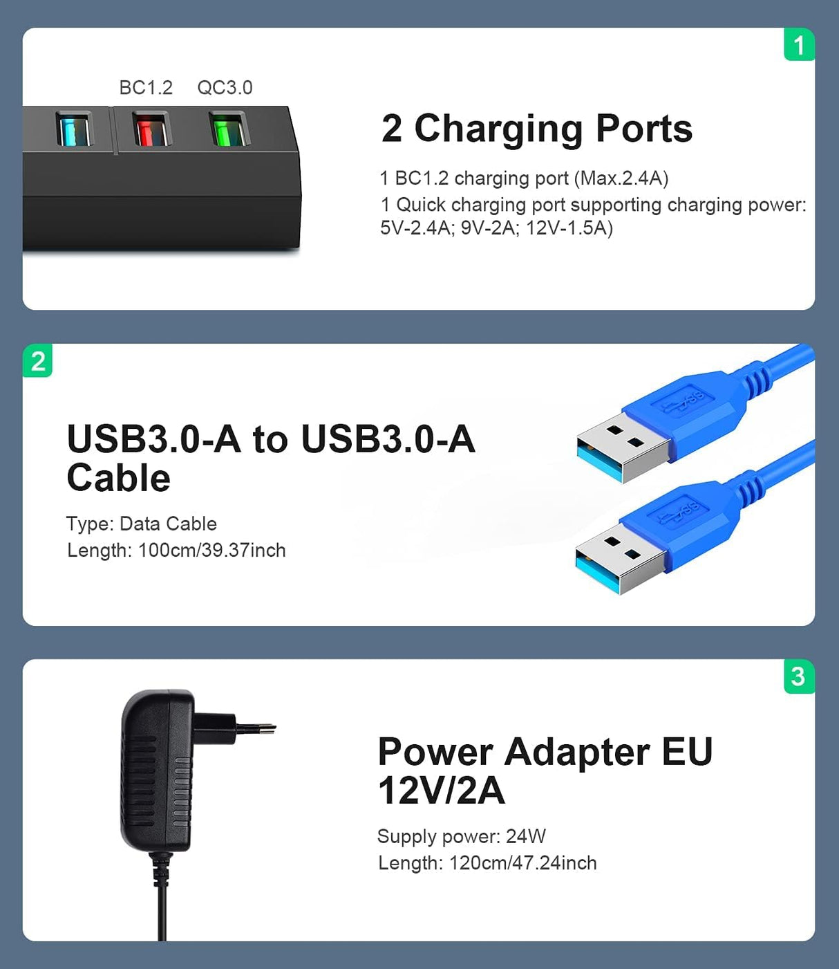 Vansuny USB 3.0 Hub 5 Gb/s - 24W Tápegységgel, Ultragyors Adatátvitel - Image 6