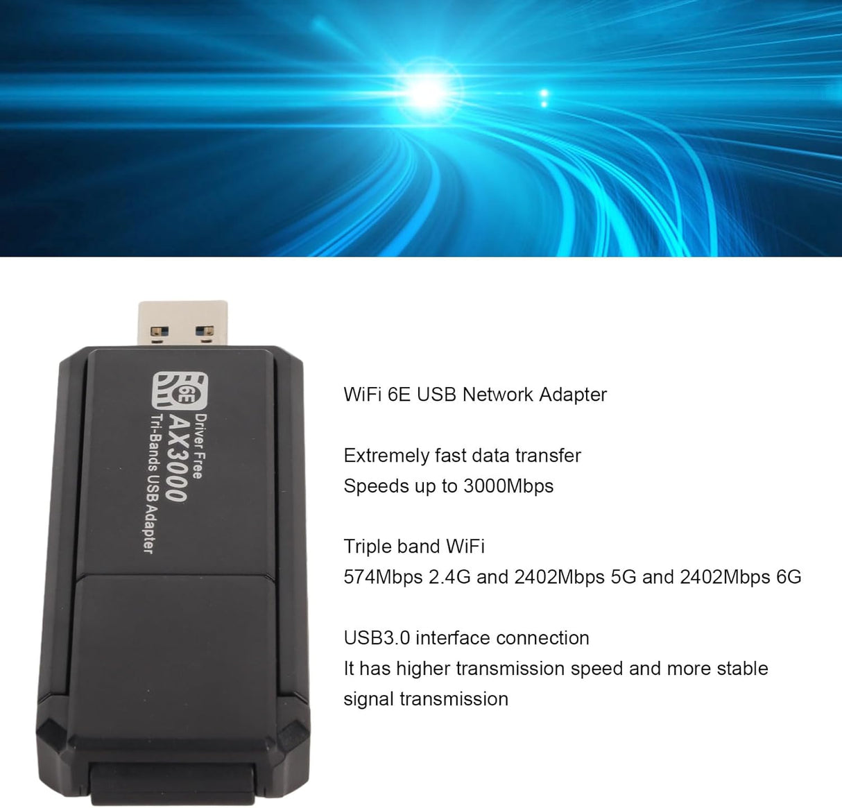 Annadue WiFi 6E USB adapter, 3000 Mbit/s, hármas sávú, Windows 10/11-hez - Image 4