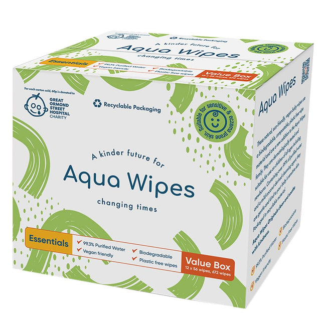 Aqua Wipes bio lebomló, vegán baba törlőkendő 99,3% vízzel - 672 db - Image 1