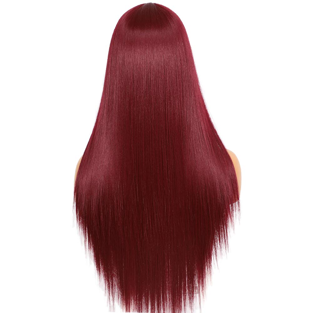 Sapphirewigs Bordó Hosszú Egyenes Paróka Nőknek - 60cm, Hőálló Szintetikus - Image 3