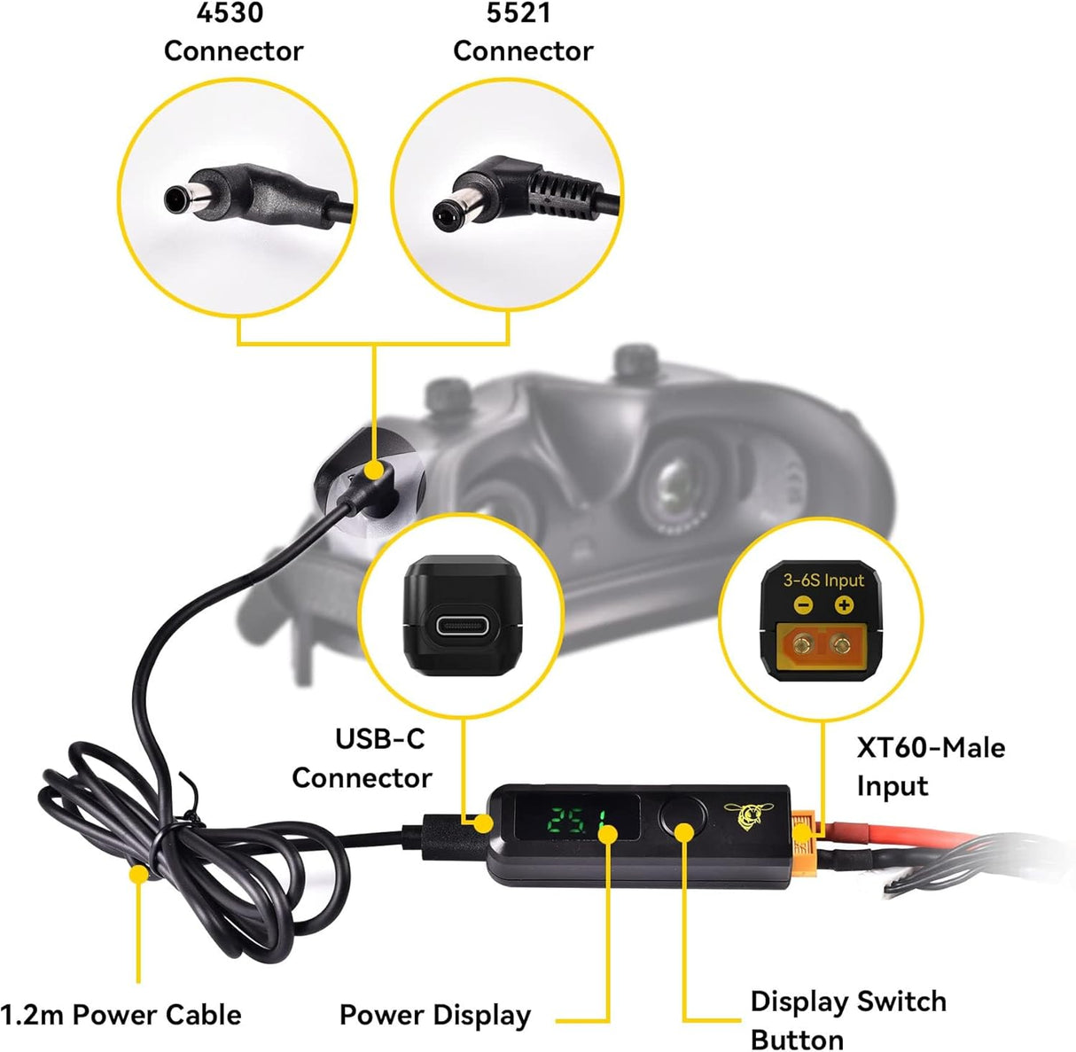 SpeedyBee FPV szemüveg tápkábel és BEC - DJI, Fatshark, Walksnail kompatibilis - Image 2