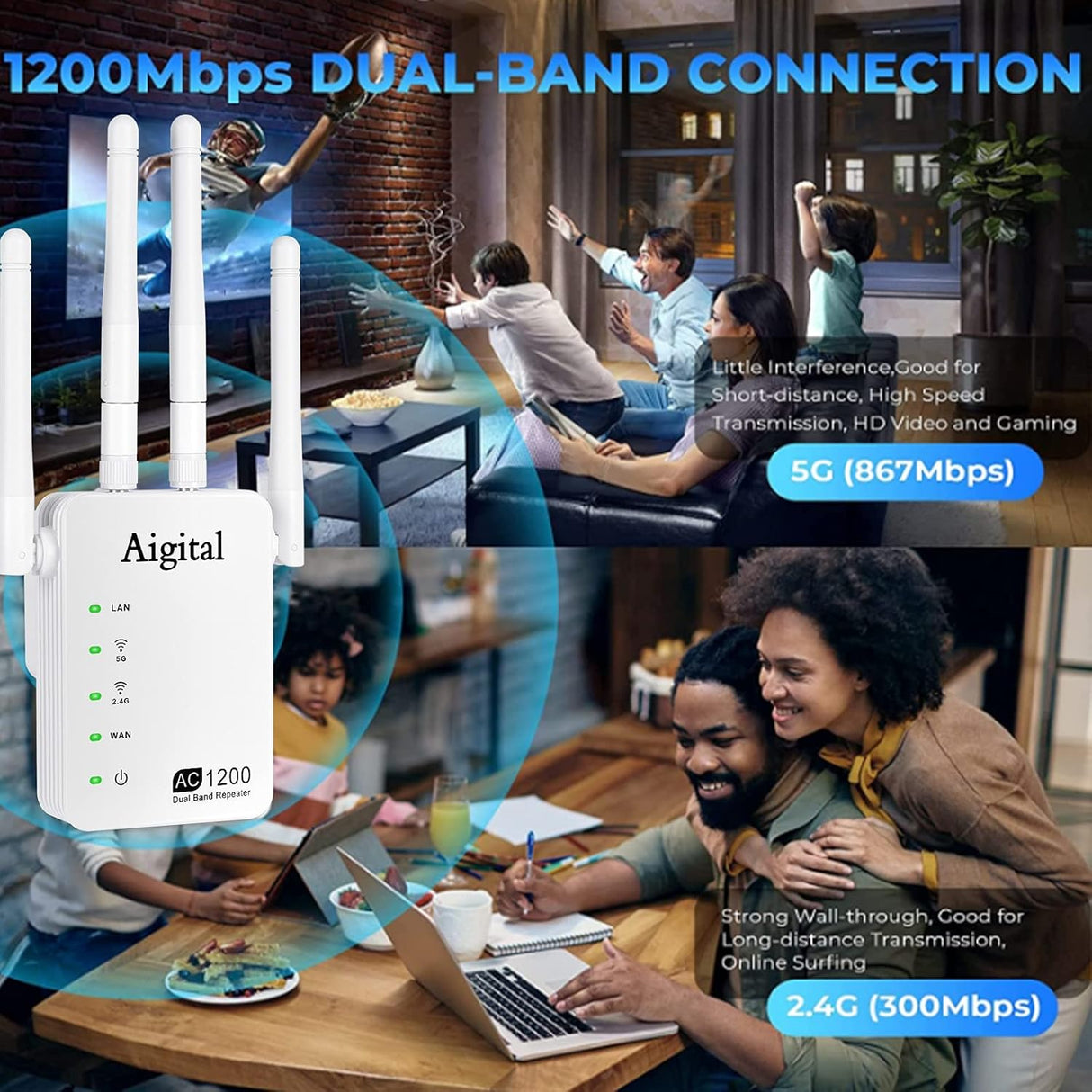 TP-Link AC1200 Dual Band WiFi Jelerősítő és Repeater, 5GHz/2.4GHz, 1200Mbps - Image 8