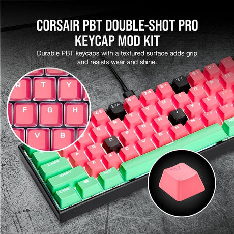 Corsair PBT rózsaszín billentyűzet szett - Dupla rétegű, texturált, O-gyűrűs - Image 2