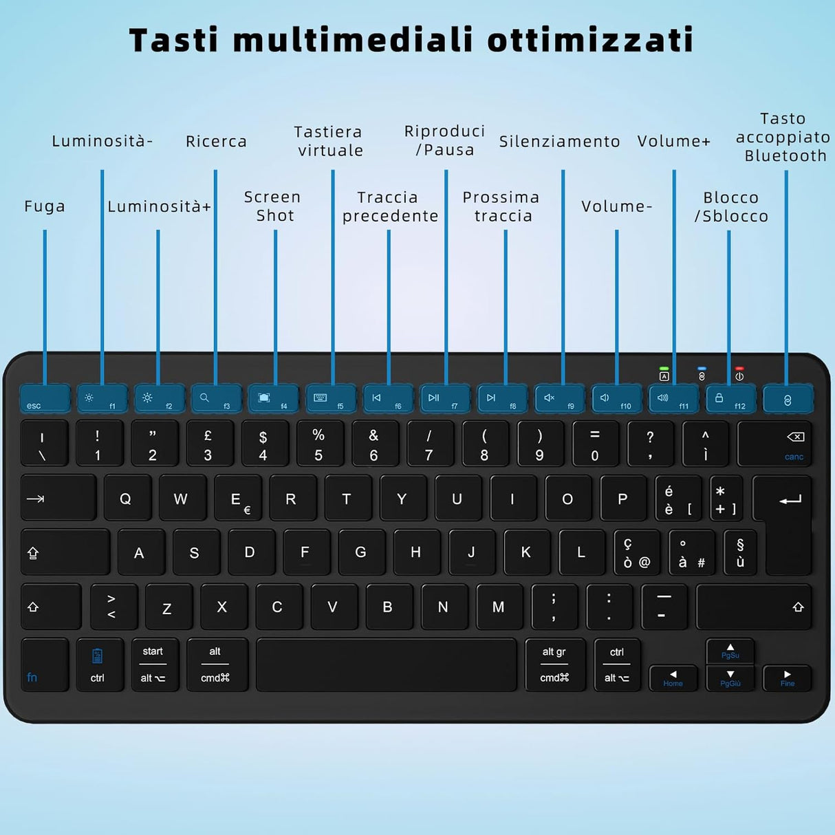 Qulose 12 vezeték nélküli Bluetooth billentyűzet - Image 4