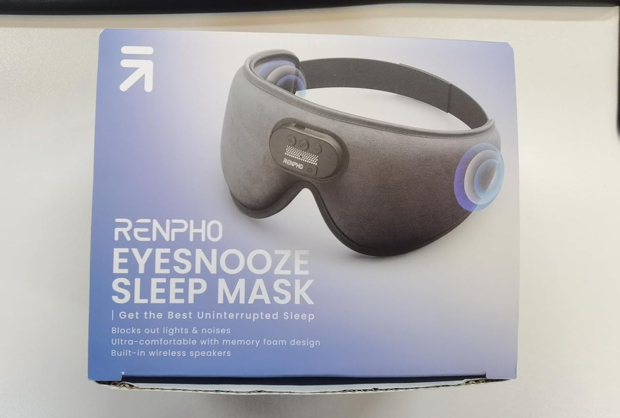 RENPHO Bluetooth 5.2 3D alvómaszk beépített fejhallgatóval, fehér zajjal