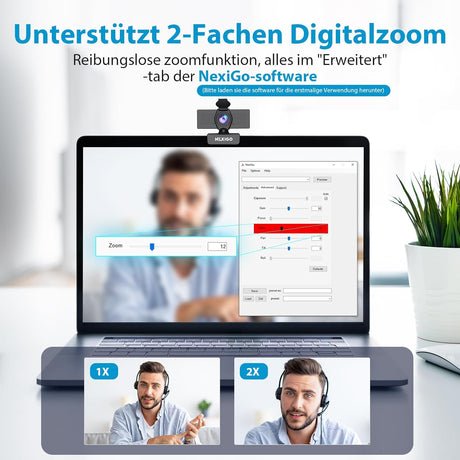 NexiGo N60 1080P HD webkamera mikrofonnal, 110° látószöggel, Zoom/Skype kompatibilis - Image 2