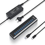 RSHTECH 13 portos USB 3.2 hub aktív tápegységgel, 10Gbps adatátvitel, alumínium