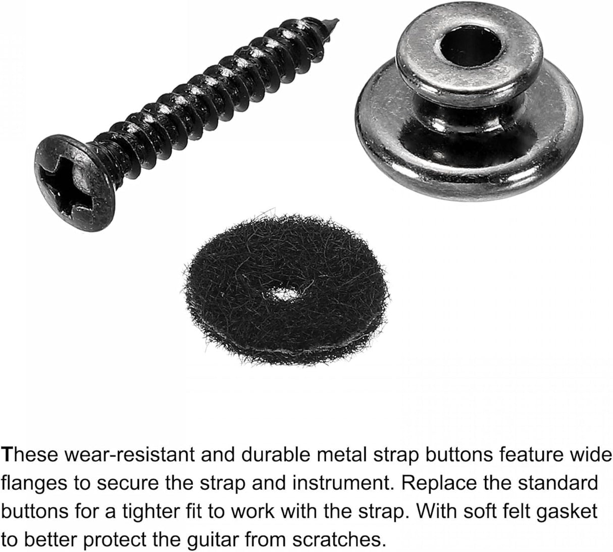 Fém gitárpánt-csat szett, fekete filc alátéttel - 2 db-os készlet - Image 4