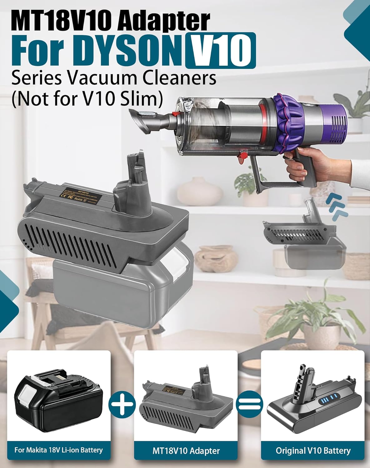 Dyson V10 akkumulátor adapter Makita 18V-os akkuhoz - kompatibilis SV12 porszívókkal - Image 2