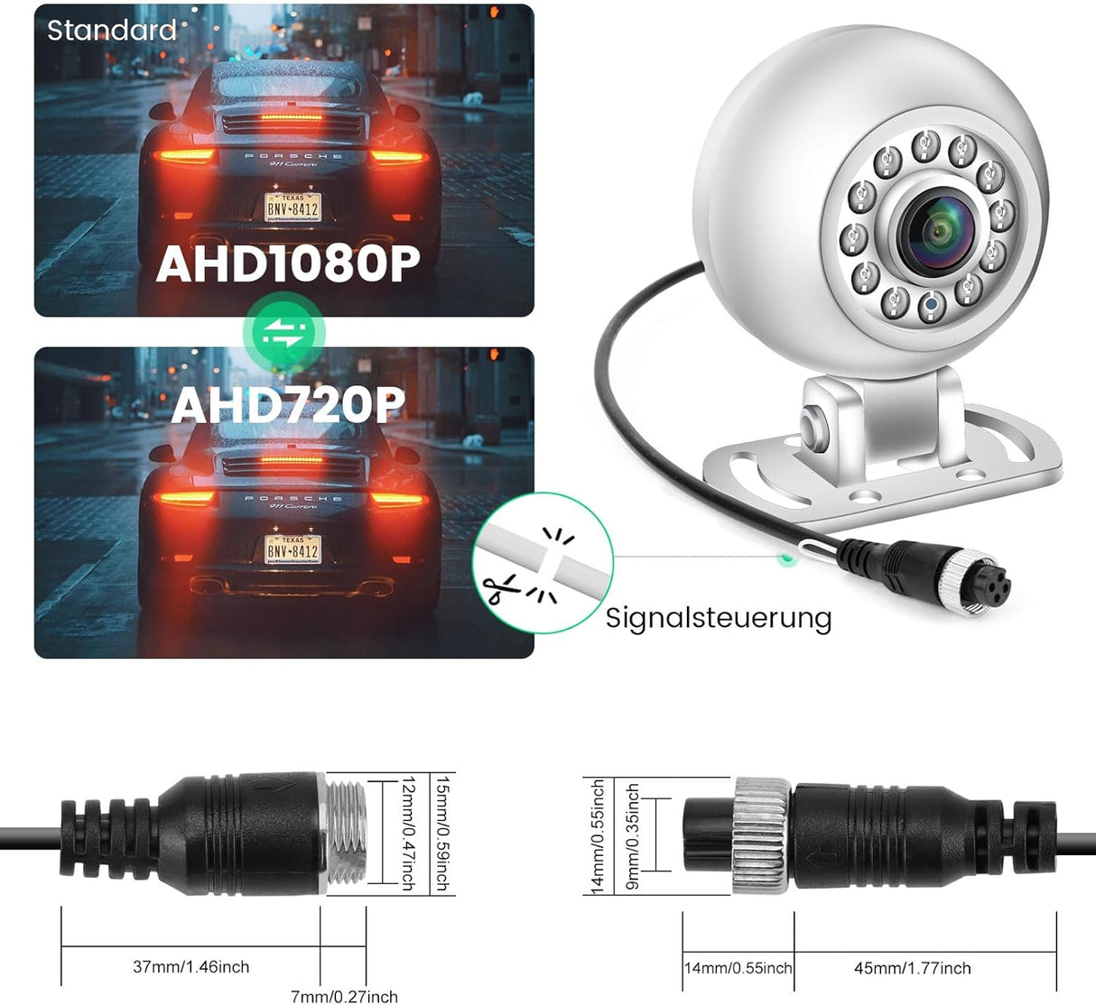 GreenAuto AHD 1080P Vízálló Éjjellátó Tolatókamera Lakóautókhoz és Teherautókhoz - Image 3