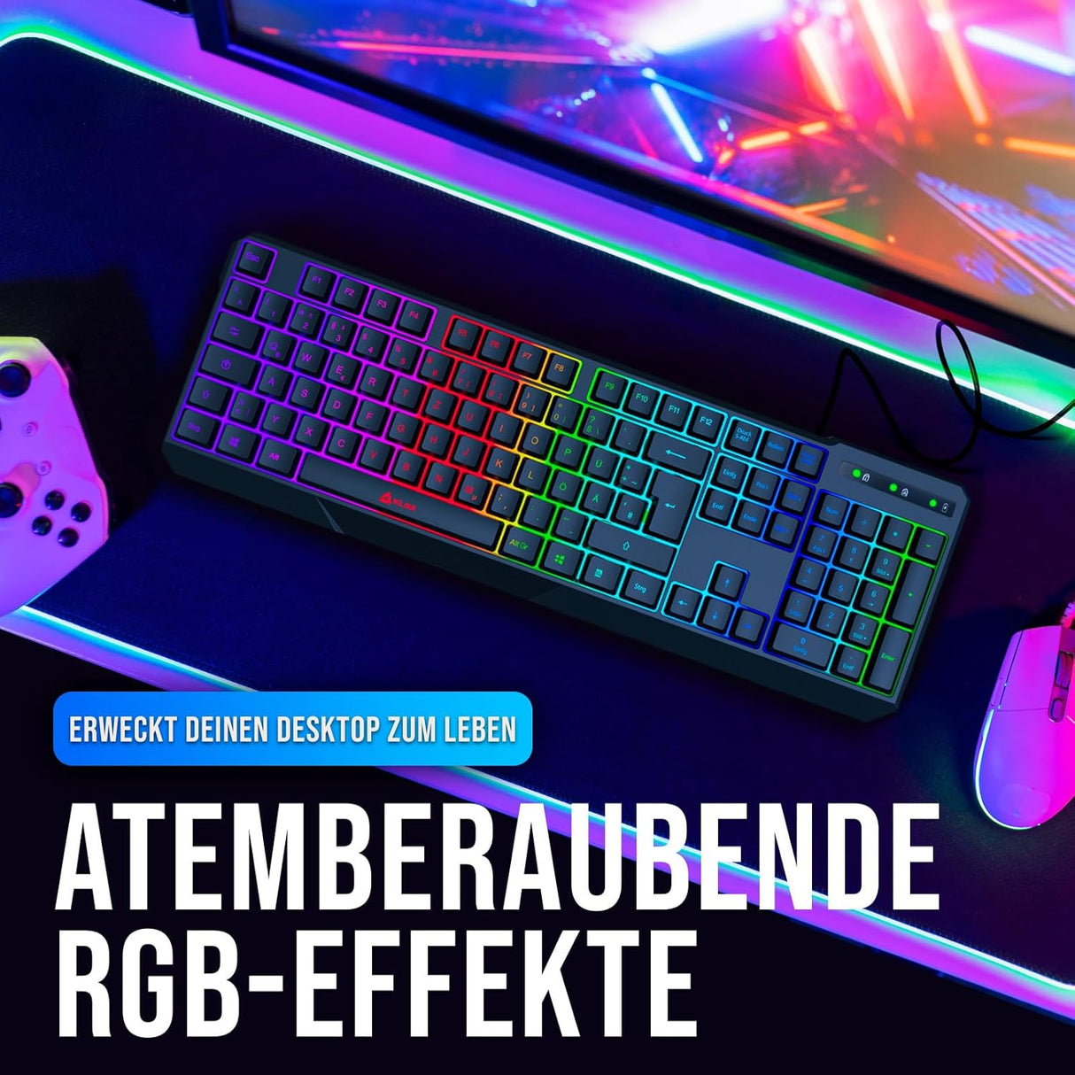 KLIM Chroma német USB gamer billentyűzet - RGB háttérvilágítás, nagy teljesítmény - új verzió - Image 5