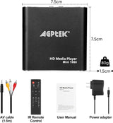 AGPTEK 1080p HD Médialejátszó TV-hez - HDMI, USB, SD, Távirányító, Kék - Image 9