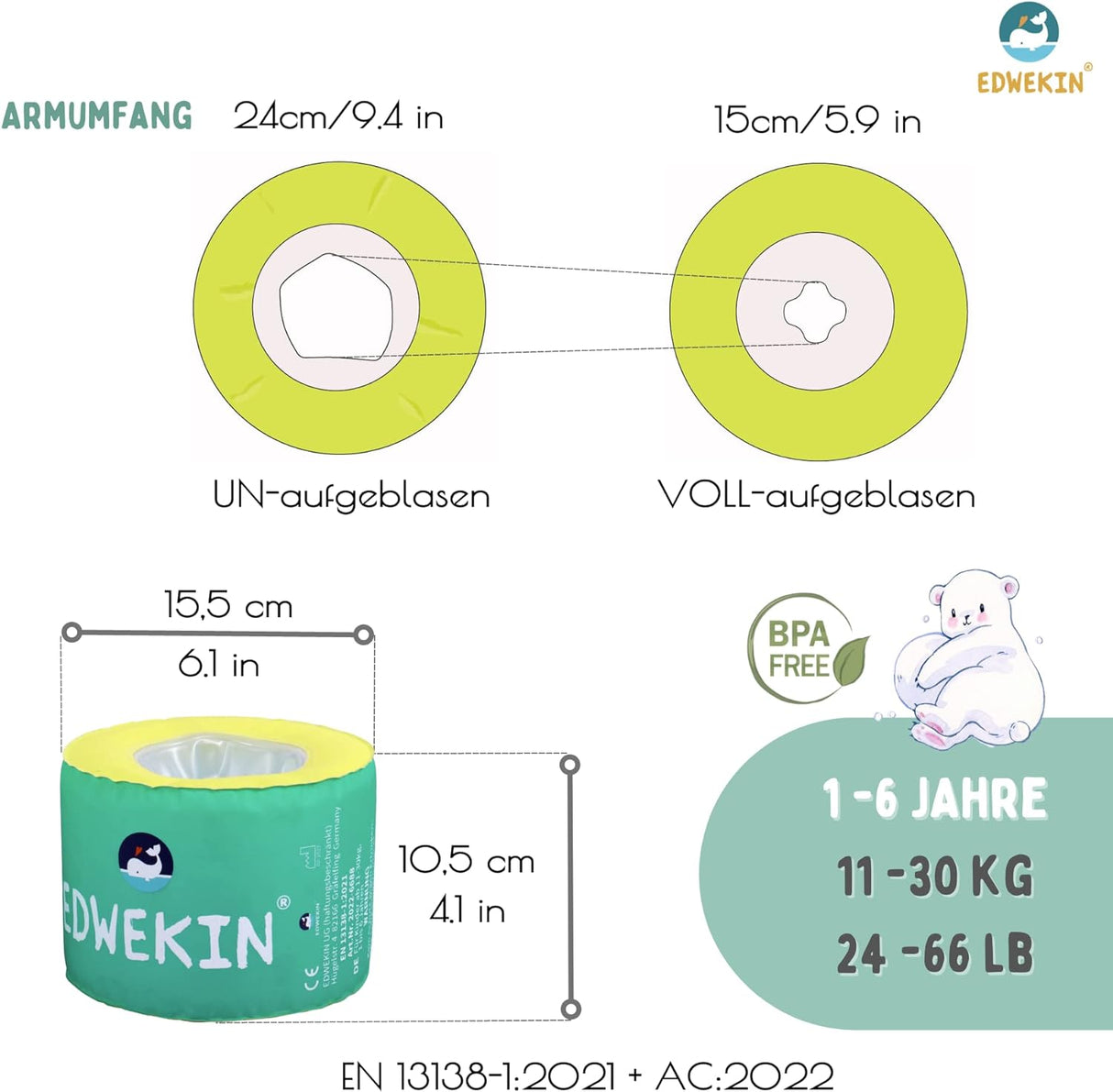 EDWEKIN Gyerek Úszósegéd Habszivaccsal, 1-6 Éveseknek, Elegáns Dizájn - Image 5