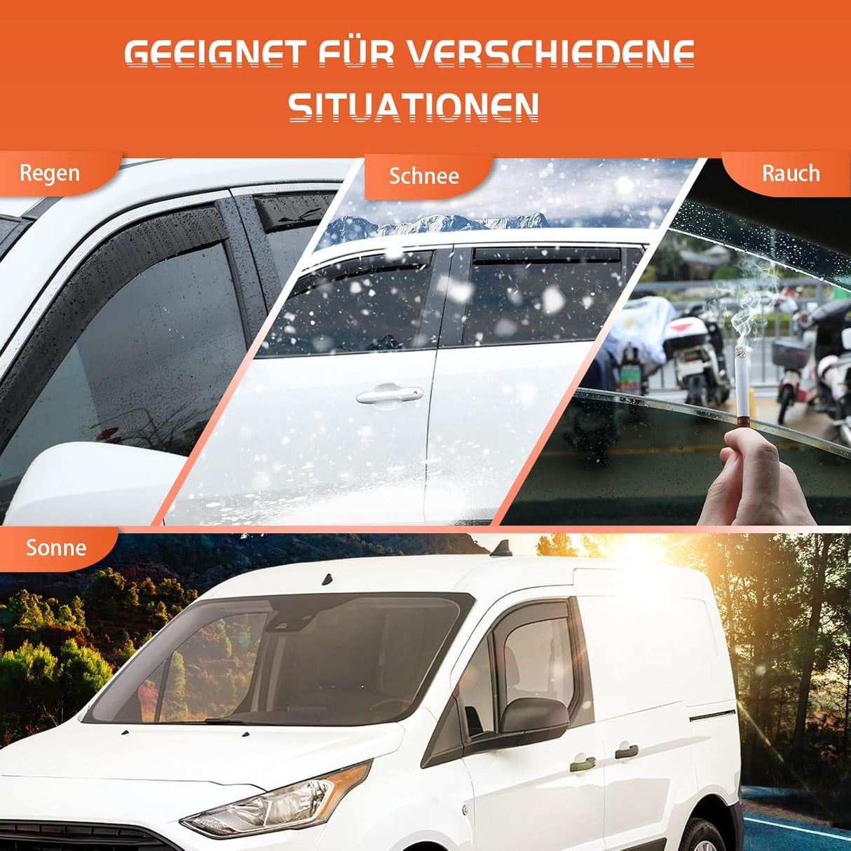 Ford Transit szélterelő, 2 db-os fekete ablakszegély készlet 2014-2023 modellekhez - Image 4