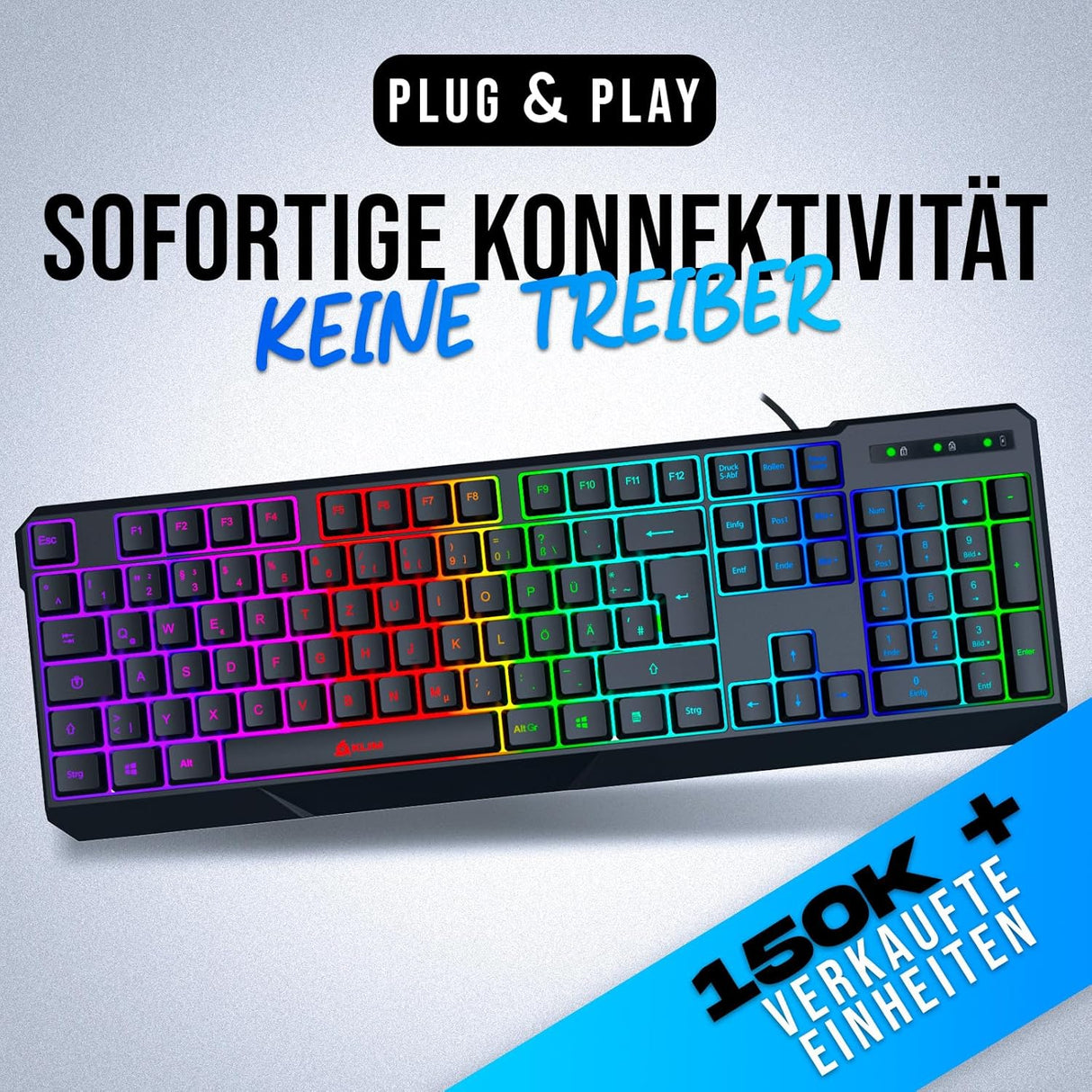 KLIM Chroma német USB gamer billentyűzet - RGB háttérvilágítás, nagy teljesítmény - új verzió - Image 2