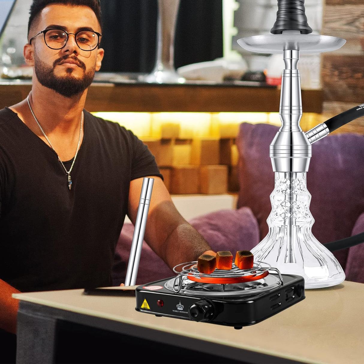 Noble Hookah 1000W elektromos  szénizzító grillráccsal és csipesszel - Image 6