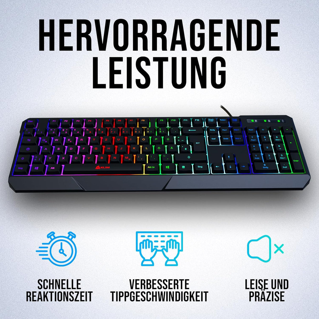 KLIM Chroma német USB gamer billentyűzet - RGB háttérvilágítás, nagy teljesítmény - új verzió - Image 4