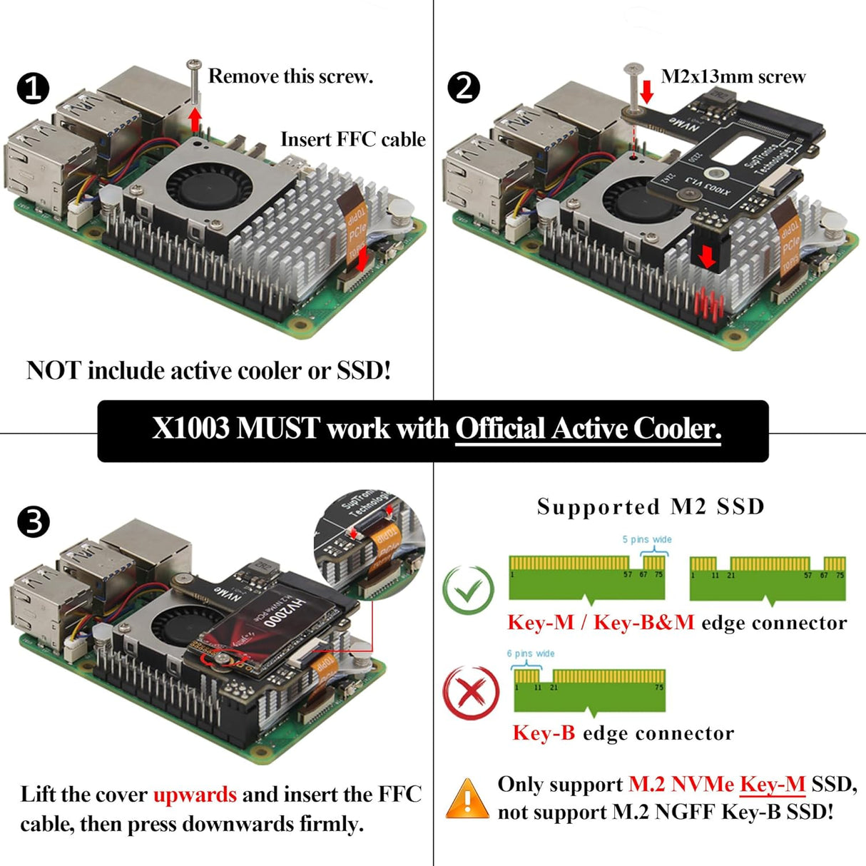 Raspberry Pi 5 NVMe SSD bővítőkártya aktív hűtéssel - Geekworm X1003 - Image 6