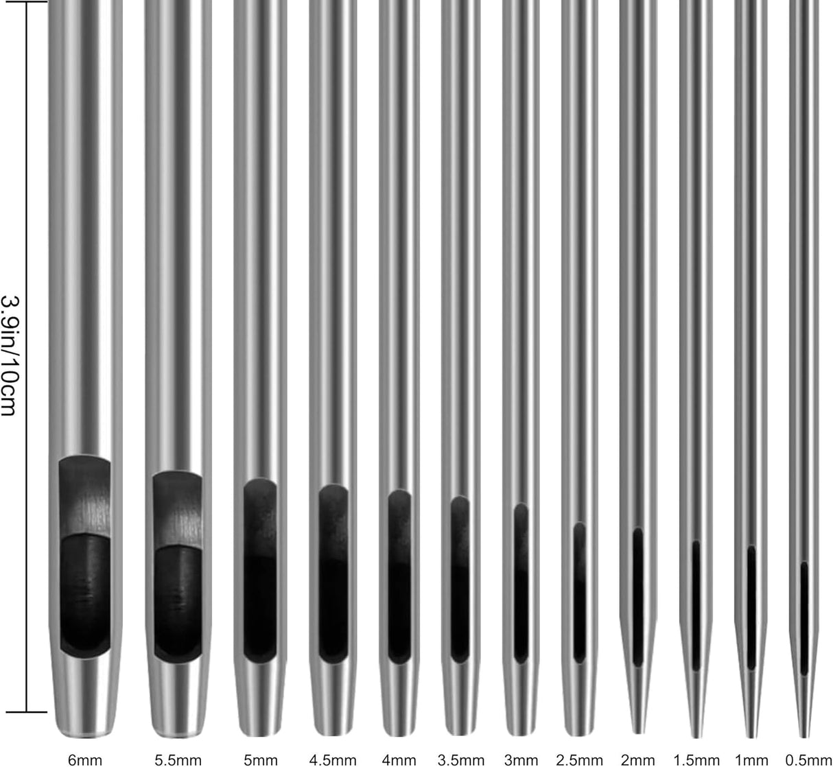 Qipuneky 12 db-os bőrlyukasztó készlet, rozsdamentes acél, 0.5-6mm, DIY bőrművességhez - Image 2