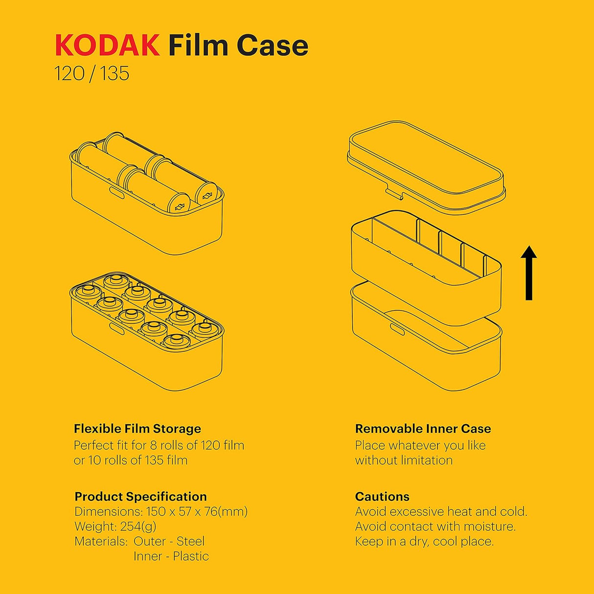 Kodak retro acél filmtároló doboz 120/135-ös tekercsekhez, bézs - Image 9