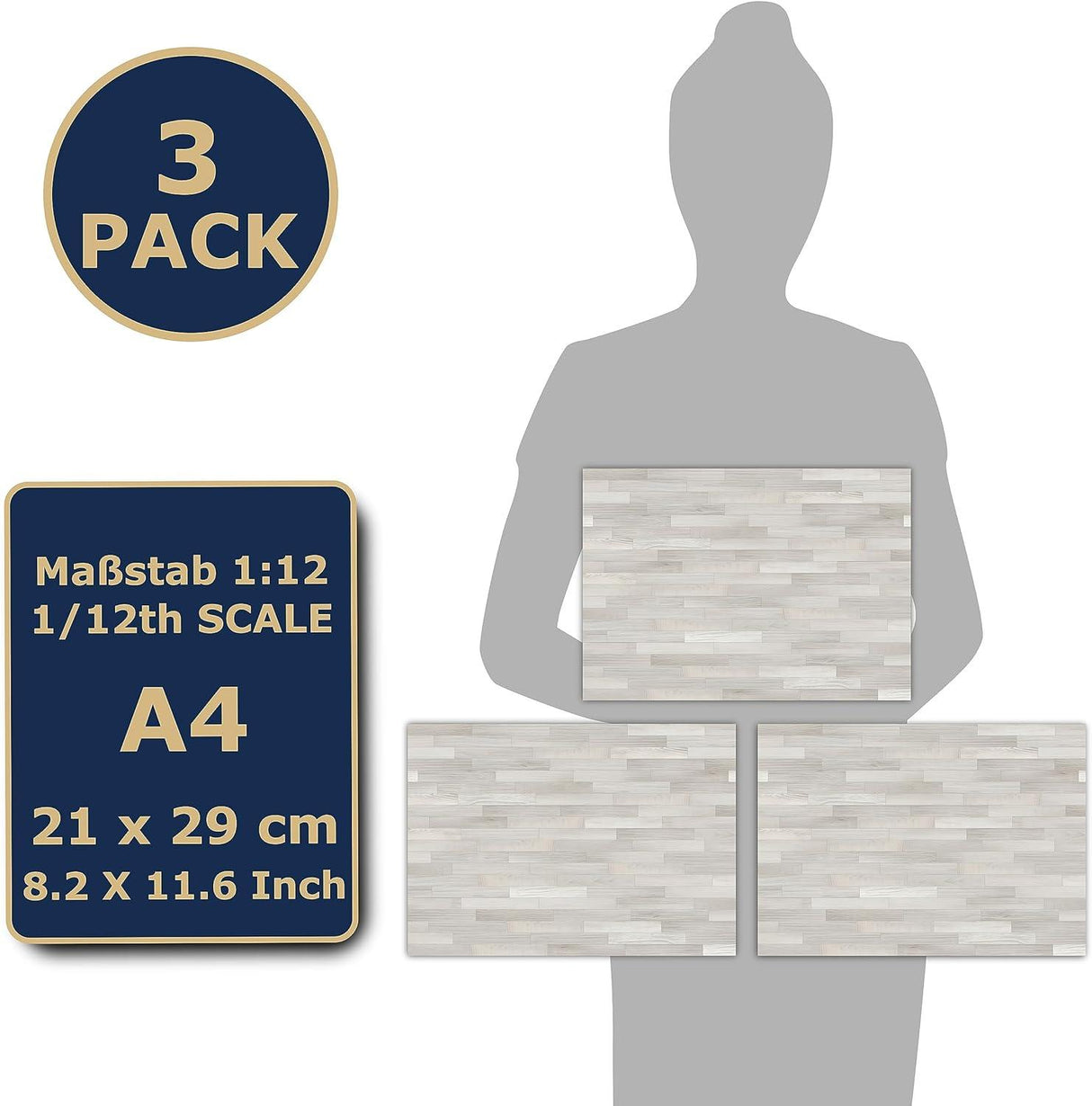 Öntapadós Baba Ház Padlóburkolat 1:12 Méretarány - Fehér Tölgy, 3 Lap - Open Box - Outlet24