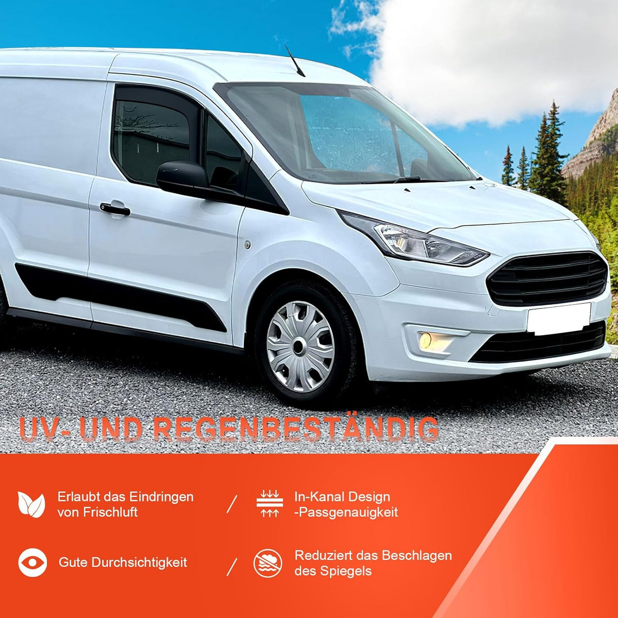 Ford Transit szélterelő, 2 db-os fekete ablakszegély készlet 2014-2023 modellekhez - Image 5