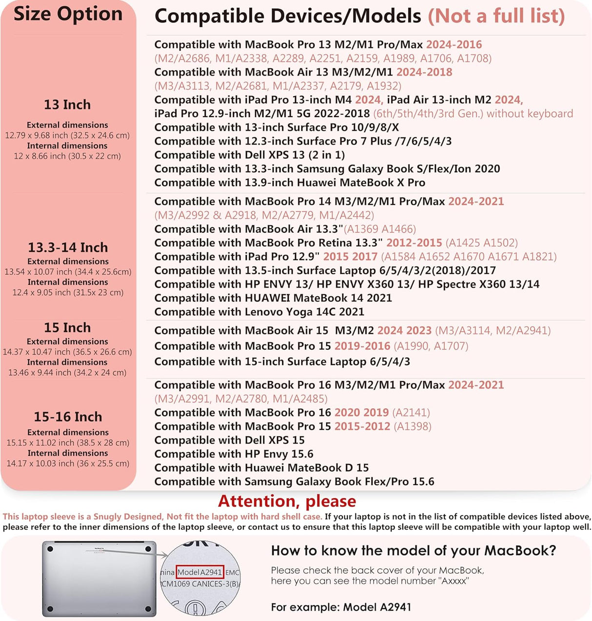 MacBook Pro 14" és Surface Laptop 5 védőtok - HYZUO rózsaszín laptop táska 13-14" készülékekhez - Image 6